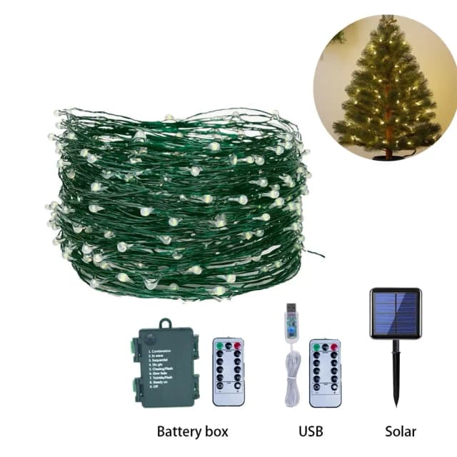 10M100LED Luci a corda Filo verde Lucine Ghirlanda bianca calda per la decorazione del giardino della festa nuziale di Natale della casa all'aperto