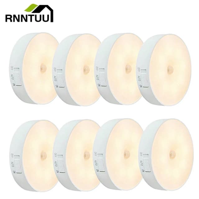 8 LED LED Induzione del corpo umano Luce notturna Ricarica USB Lampada con sensore intelligente Comodino Camera da letto Illuminazione del corridoio di casa Mini lampada da parete