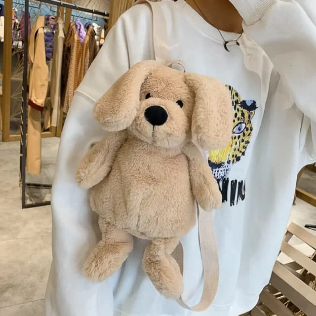 Zaini in peluche per bambole di cane di nuovo stile per animali dei cartoni animati Zaino per cani in peluche Borsa da donna Regalo per ragazze Animali Borse per bambini per ragazze