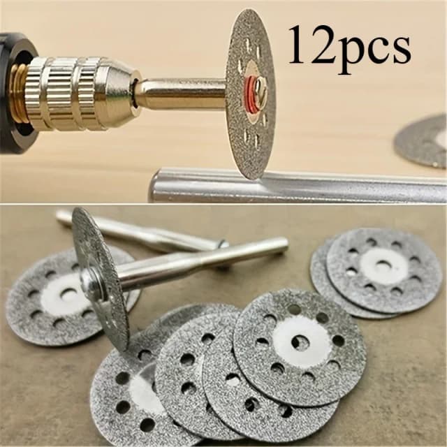 12 pezzi 22mm disco da taglio diamantato 3mm mola mandrino per taglio metalli utensile rotante parti smerigliatrice elettrica