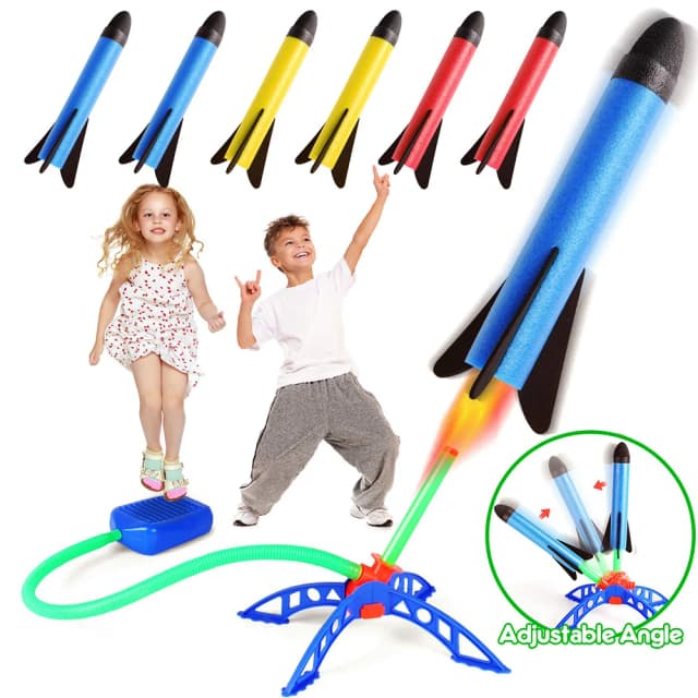 Kid Air Rocket Pompa a pedale Lanciatore Aria esterna pressata Stomp Soaring Rocket Giocattoli Gioco per bambini Set Salto Giochi sportivi Giocattoli per bambini