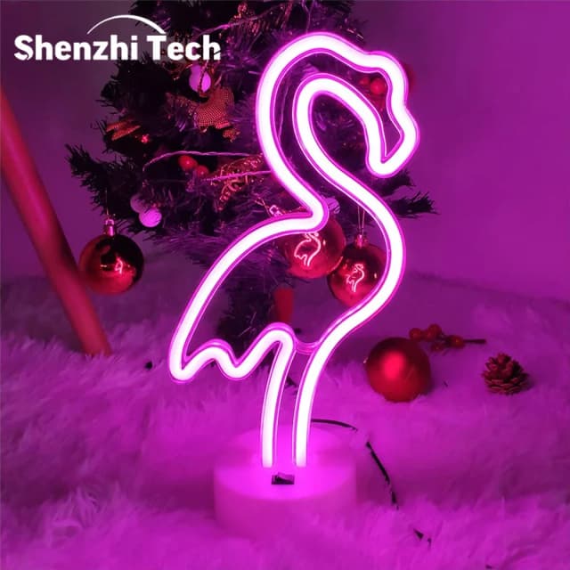 Insegne al neon fenicottero Lampada da parete a LED rosa Decorazione della stanza Funziona a batteria/USB per regalo Camera da letto per bambini Festa di nozze Campeggio
