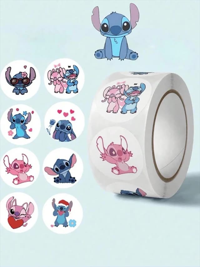 500 Lenzuola/Rotolo Disney Stitch Adesivi Fai Da Te Anime Sigillo Etichetta Decorativa Del Fumetto per bambini Festa di caramelle Adesivi Rotoli Adesivi Giocattoli