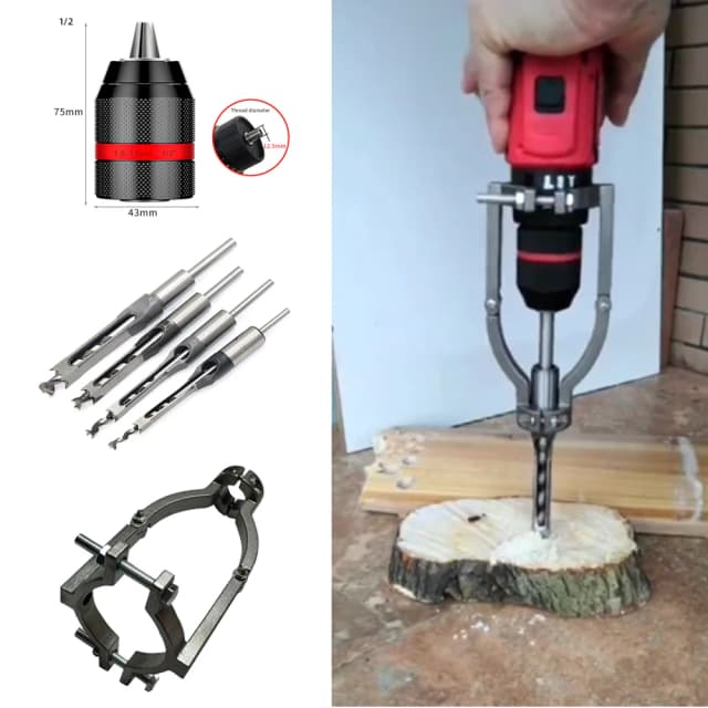 Trapano per fori quadrati Strumenti per trapano per la lavorazione del legno Set di trapani per scalpello per mortasatura a coclea Mobili fai da te Trapano quadrato per la lavorazione del legno