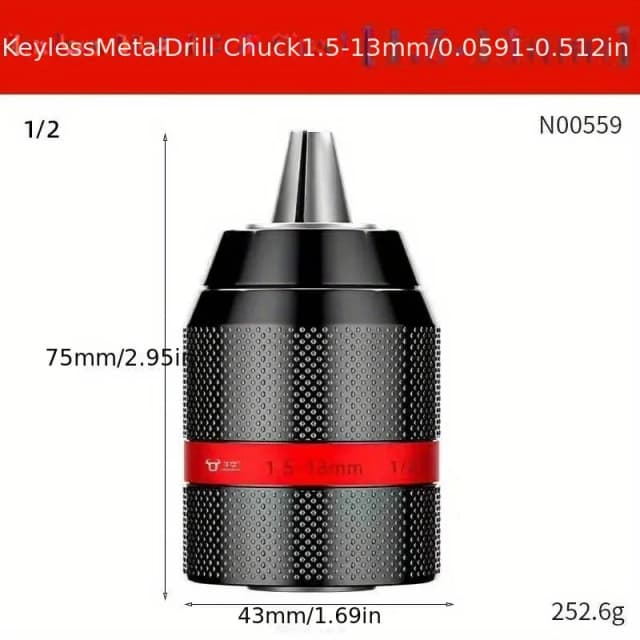 Adattatore di conversione a cambio rapido per mandrino autoserrante 1/2 Unf Mount 2~13mm Mandrini per punte da trapano per cacciavite autoserrante