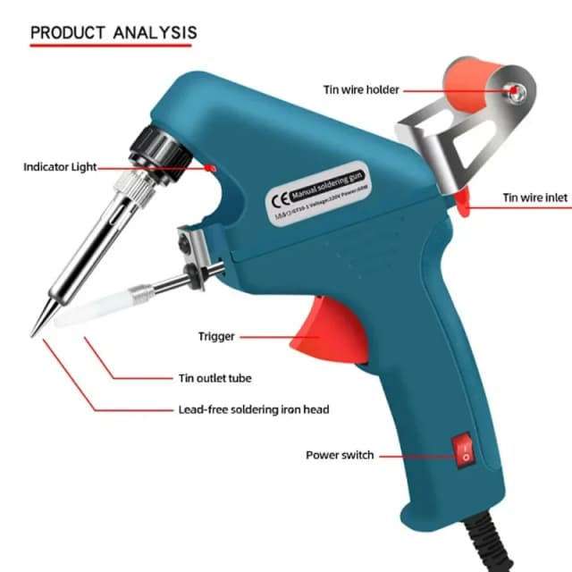 Saldatore 60W Pistola portatile endotermica Pinze Riscaldate Riparazione domestica Strumento interno Riparazione di saldatura Erogazione manuale di stagno