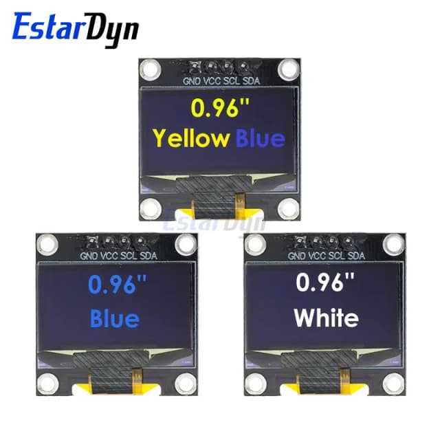 Estardyn DIYUSER 0.96 pollici OLED SSD1306 Bianco/Blu/Giallo 128X64 IIC I2C Display seriale 12864 Scheda schermo LCD per Arduino