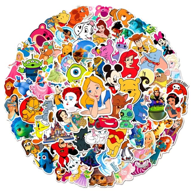 100 Pezzi Adesivi Misti Disney, Decalcomanie di Topolino per Fai da Te, Laptop, Valigie, Telefoni, Moto, Impermeabili, Giocattoli per Bambini