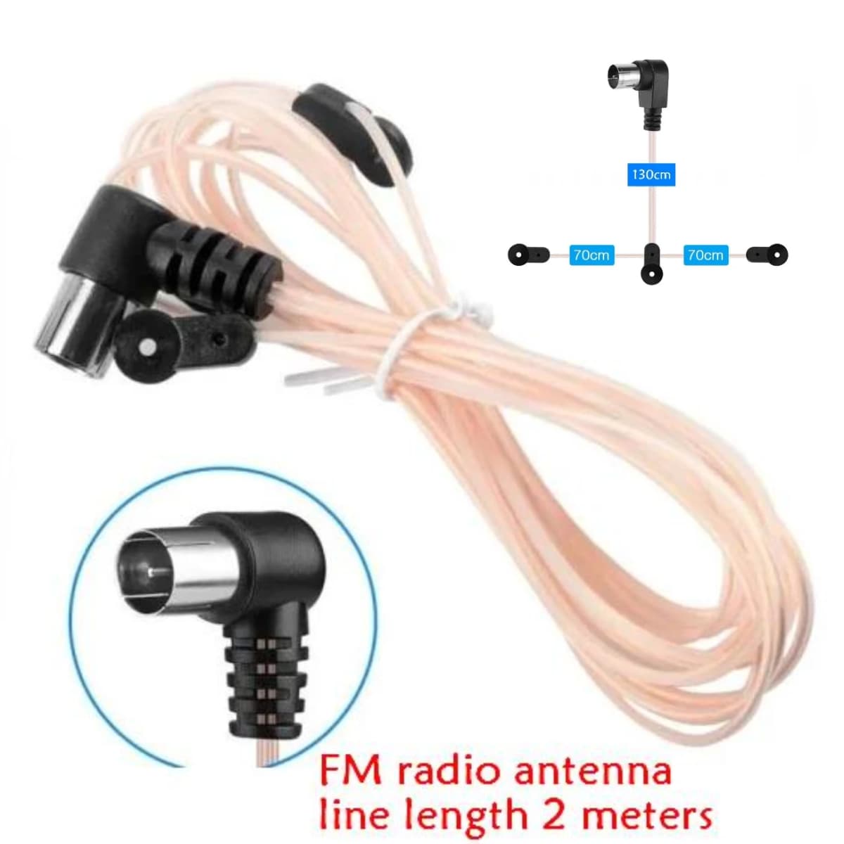 Antenna Radio FM ad Alta Sensibilità 75 Ohm, Antenna Interna Dipolare con Connettore Rapido F-Head, Amplificatore Antenna FM, Scheda TV MD, Doppio Connettore Femmina per Radio