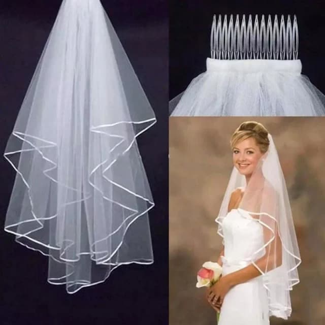Veli da sposa in morbido tulle con bordo a nastro semplice con pettine Accessori da sposa per matrimonio 2024