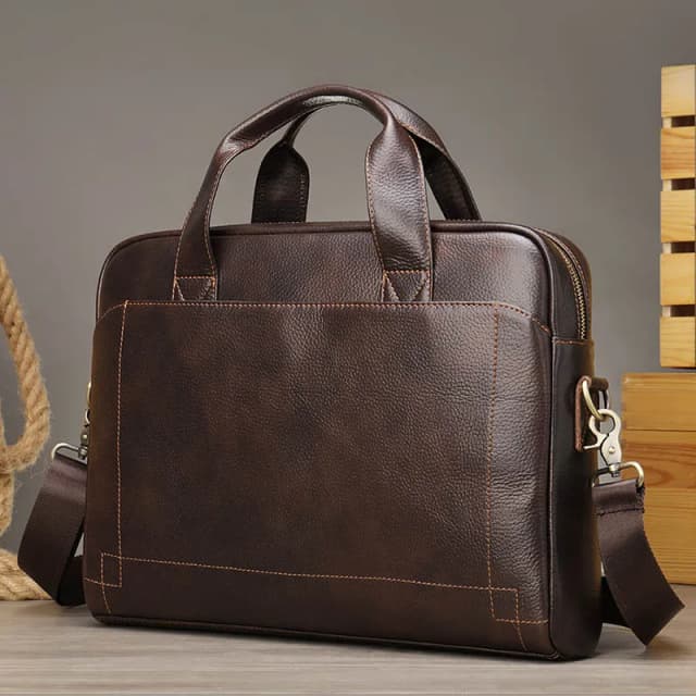 Borsa da lavoro morbida da uomo in vera pelle 14 "borsa per Laptop borsa da lavoro per Computer con messaggio a tracolla per documenti A4 maschile
