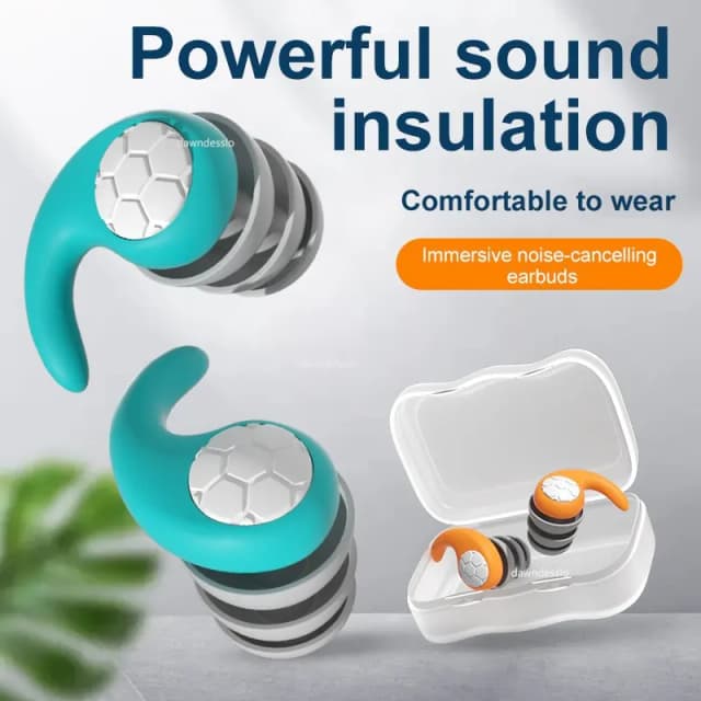 1-6 paia Tappi per le orecchie in silicone con cancellazione del rumore Filtro antirumore Sonno Nuoto Tappi per le orecchie muti a tre strati impermeabili