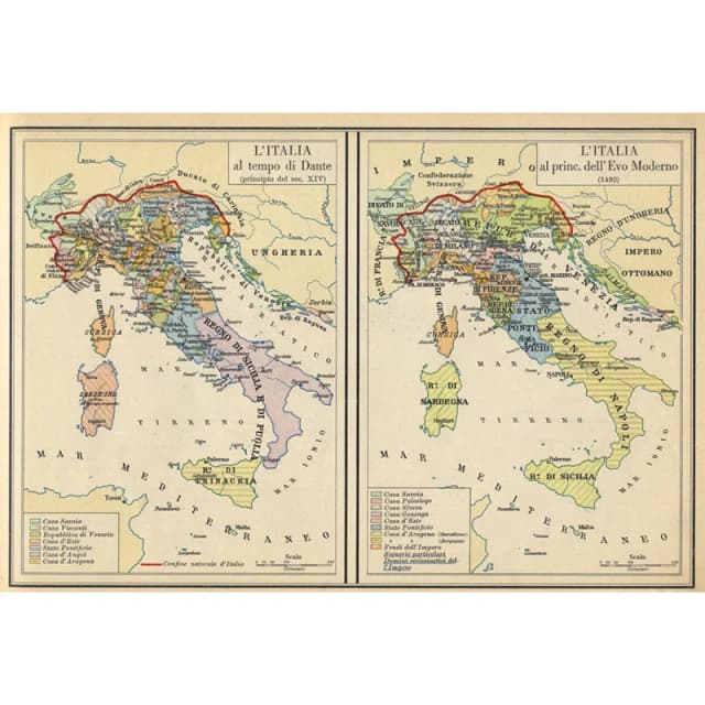 Strumenti Educativi di Geografia, Mappa Italiana Senza Cornice - Sfondo Vintage, Decorazione Murale, Arredamento Casa, Studio, Strumento Turistico