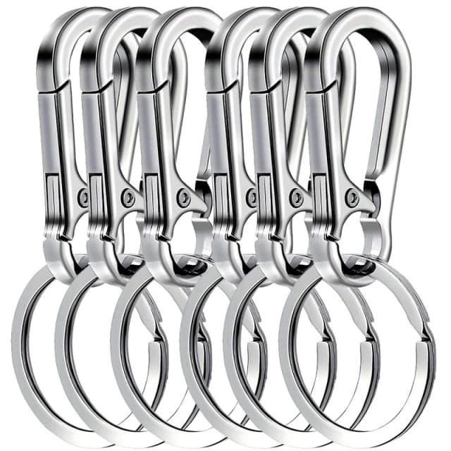 Set di 6 Moschettoni Portachiavi in Metallo, Anelli Portachiavi a Forma di Moschettone, Ganci Organizzatori per Chiavi dell'Auto