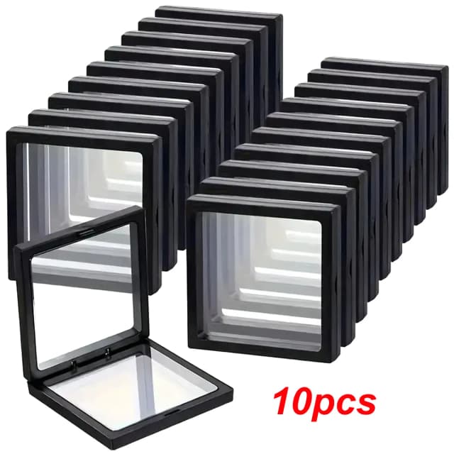 10 pezzi, espositore galleggiante trasparente, scatola per imballaggio di gioielli in film plastico, gioielli, collane, anelli e scatola portaoggetti da collezione