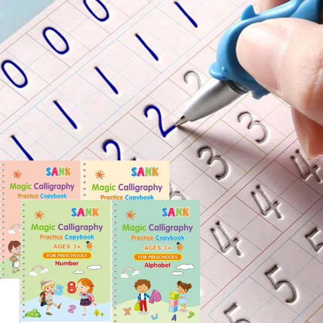 Sank Magic Practice Copybook Pen In età prescolare Bambini Calligrafia Versione inglese Spessitura gratuita Libro di scrittura riutilizzabile per bambini