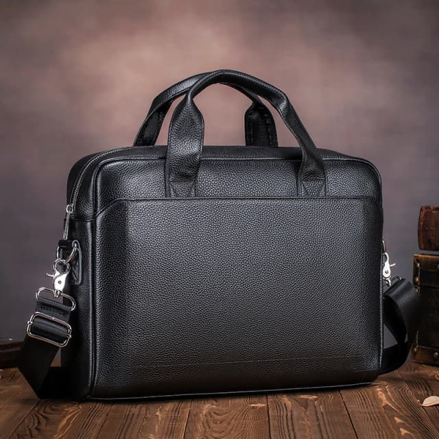 Borsa da uomo in pelle di vacchetta con strato superiore Borsa da ufficio con croce diagonale Valigetta per laptop - Elegante accessorio da viaggio d'affari