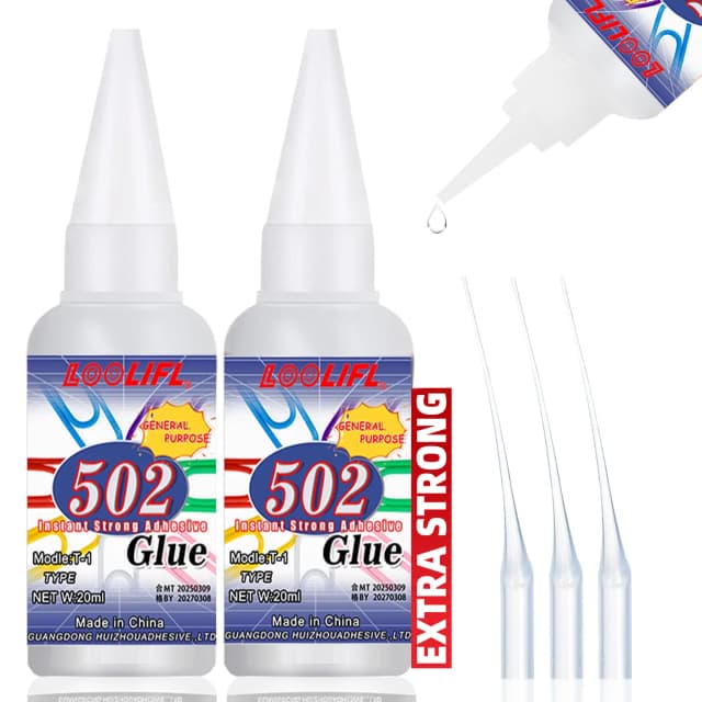 502 adesivo super resistente ad asciugatura rapida, professionale utilizzato per la riparazione quotidiana di plastica giocattolo, è bianco, trasparente e inodore
