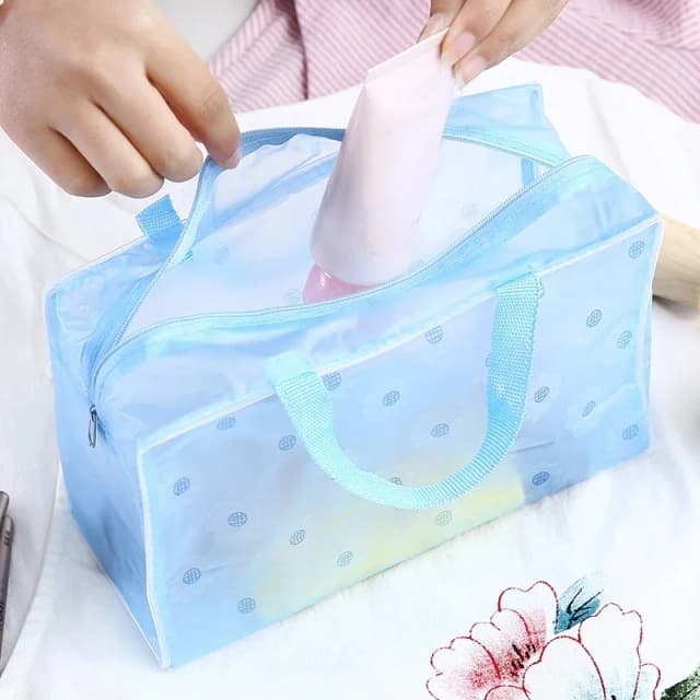 Borsa per cosmetici trasparente in PVC floreale Borsa per trucco trasparente per donna Ragazza Custodia per bellezza con cerniera impermeabile Borsa da toilette da viaggio