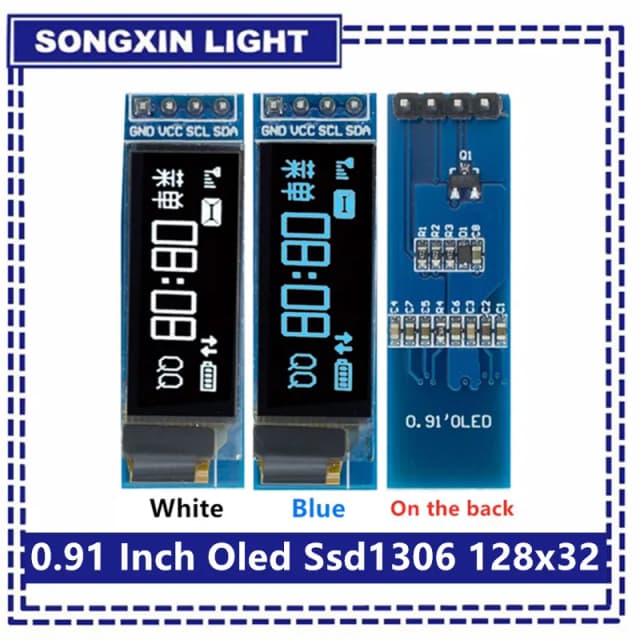 Modulo OLED da 0,91 pollici Bianco/Blu OLED 128X32 OLED LCD Modulo display a LED 0,91 "IIC Comunicare per certificazione Arduino ROHS