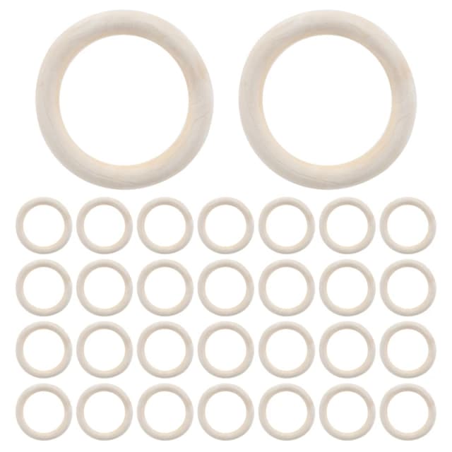 Anelli in legno da 30 pezzi da 70Mm, cerchi in legno con anello in legno per artigianato fai-da-te, appendiabiti per piante in macramè, ornamenti e creazione di gioielli