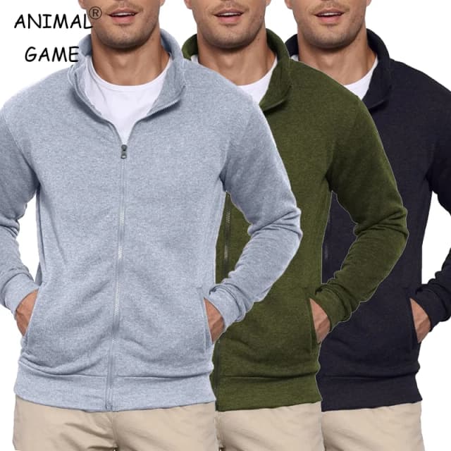 Felpe da uomo autunnali Giacca da uomo senza cappuccio Cappotti con zip Sport all'aria aperta Leggero manica lunga Streetwear Cardigan slim fit