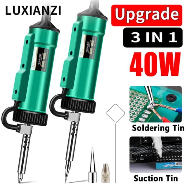 LUXIANZI 40W Dissaldatrice 2IN1 Saldatore Elettrico di Aspirazione di Stagno Ventosa Pistola A Vuoto Strumento di Saldatura A Mano Pompa Dissaldatura