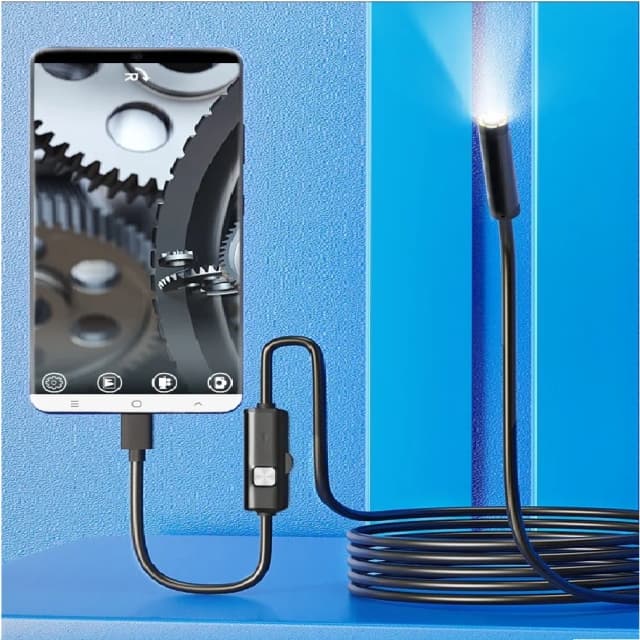 Telecamera di ispezione endoscopio USB con luce, endoscopio con telecamera a serpente semirigida, telecamera di ispezione USB impermeabile per tipo C
