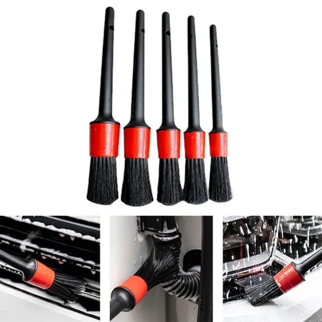 Kit di Spazzole per Pulizia Auto 1/5 Pezzi, Spazzole per Dettagli Auto, Spazzole per Fessure, Spazzole per Lavaggio Auto ​ Per Auto, Bocchette di Ventilazione, Camion, Moto, Ruote