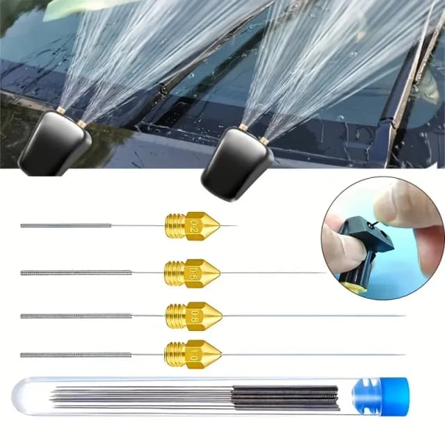 10 pz Auto Parabrezza Jet Ugello Rondella Strumento In Acciaio Inox Ugello Tergicristallo Kit di Pulizia Per Getti Stampante 3D, Stufe A Gas, Soffione doccia