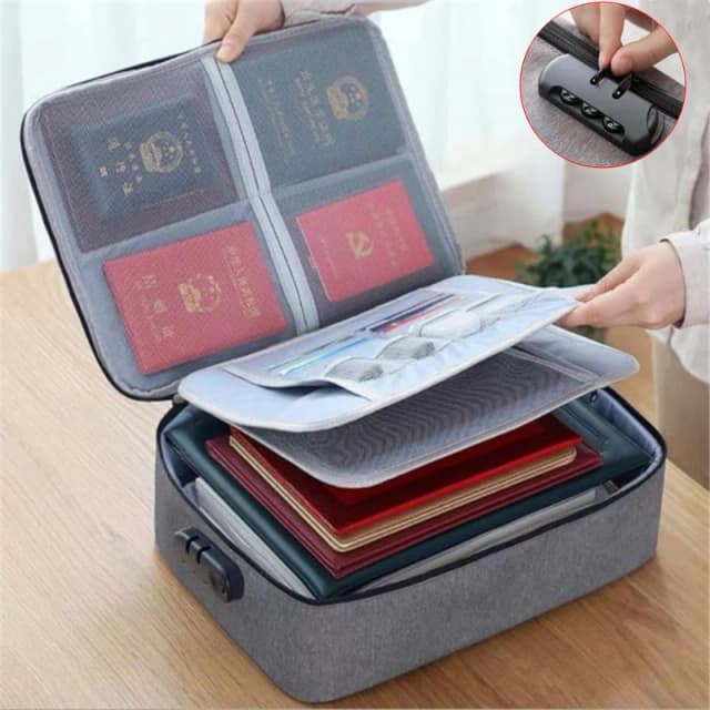 Organizzatore di documenti Valigetta Porta cartelle A4 Borsa da donna per uomo Borsa per passaporto Custodia per documenti funzionale sicura per la casa [][\