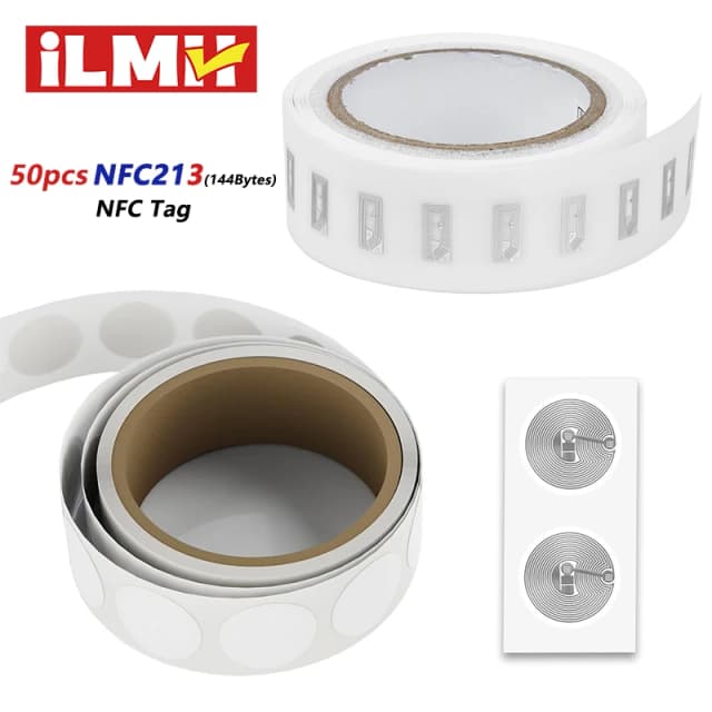 100 pz/lotto NFC Etichetta Tag Adesivo 13.56 MHz ISO14443A 213 Adesivi Etichetta Universale Ntag213 RFID per tutti i telefoni abilitati NFC