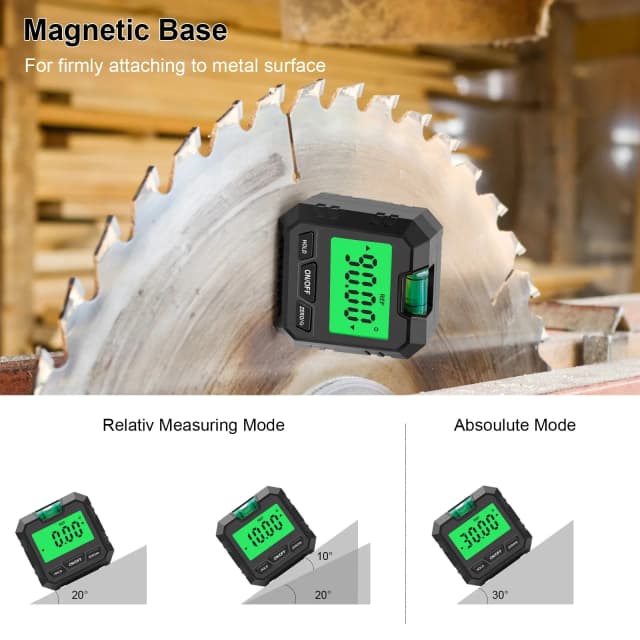 Misuratore angolare digitale 360 °   Mini inclinometro di misurazione con base magnetica Strumento di misurazione goniometro smussato universale elettronico