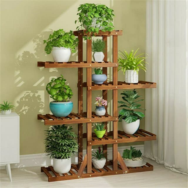 Rinforzato 52 "alto 6 livelli supporto per piante in legno mensola angolare fioriera giardino casa