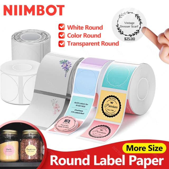 NiiMBOT B21 B1 B3S Etichetta Rotonda Stampa Adesivo Autoadesivo Termico Impermeabile Numero Digitale Torta Sigillante Carta Adesiva
