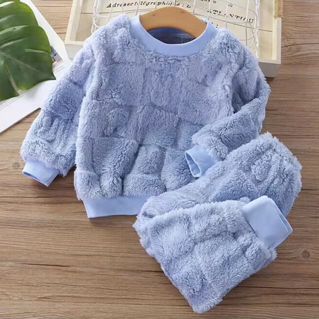 Pigiama flangiato autunno e inverno per bambini, versione coreana, ragazzi più velluto spesso, servizio a domicilio, ragazza, biancheria intima calda