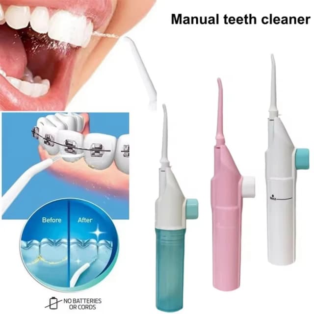 Irrigatore Orale Portatile ad Alta Pressione, Filo Interdentale Manuale ad Acqua per Pulizia dei Denti