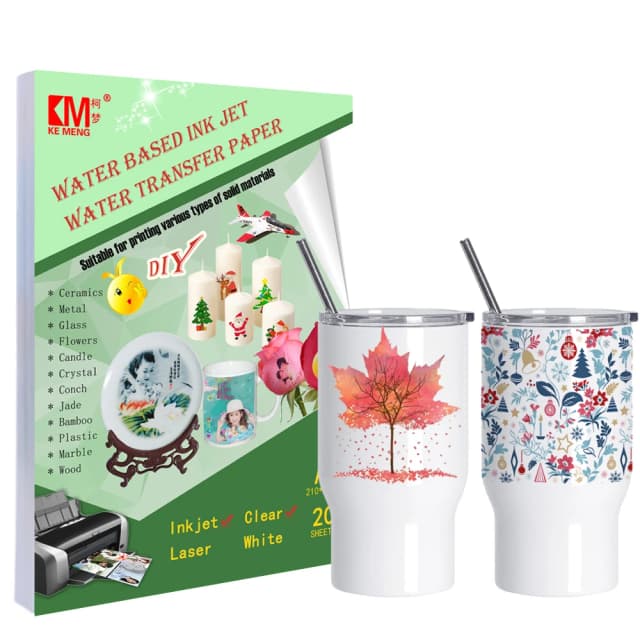 Tazza di design fai-da-te ad alta risoluzione per stampante a getto d'inchiostro Carta stampabile per trasferimento di scivoli d'acqua A4 Carta per decalcomanie per scivoli d'acqua trasparente