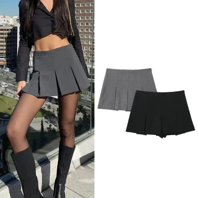 ASDS Moda Donna Pantaloncini a vita alta Gonne Gonna a pieghe Pantaloncini Donna Bermuda a righe Donna Mini pantaloncini casual