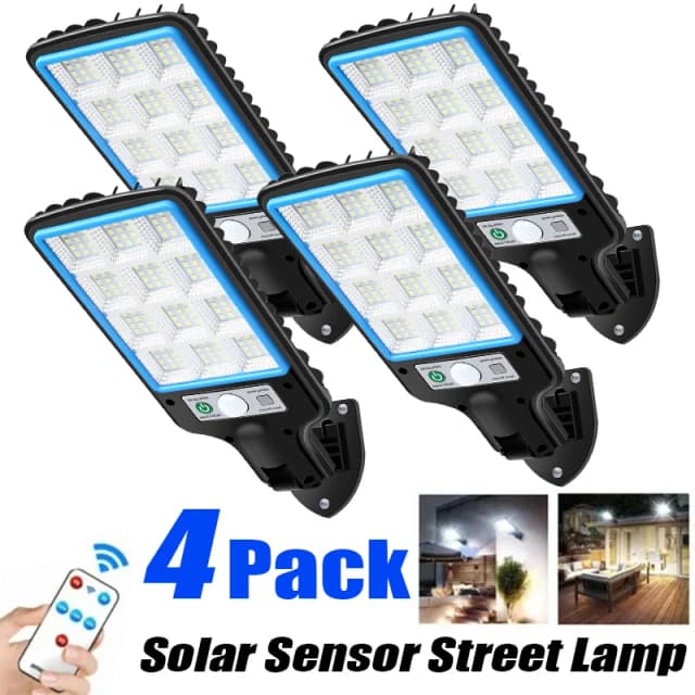 1 ~ 4PCS Luci solari per esterni con 3 modalità Sensore di movimento impermeabile Illuminazione di sicurezza Lampada da parete a LED per giardino 108/117COB