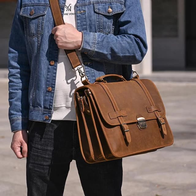 Valigetta da uomo in vera pelle con lucchetto a quadrante borsa da lavoro per Laptop da 14 pollici borsa per Laptop in pelle bovina borsa da lavoro da uomo borsa a tracolla grande