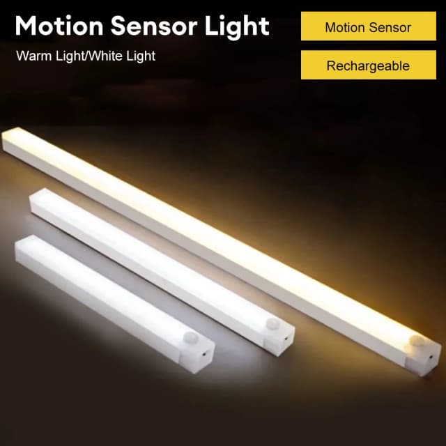Barra luminosa a LED Sensore di movimento Luce notturna Wireless sotto le luci dell'armadio per l'armadio da cucina Armadio Guardaroba Illuminazione dell'armadio Luce