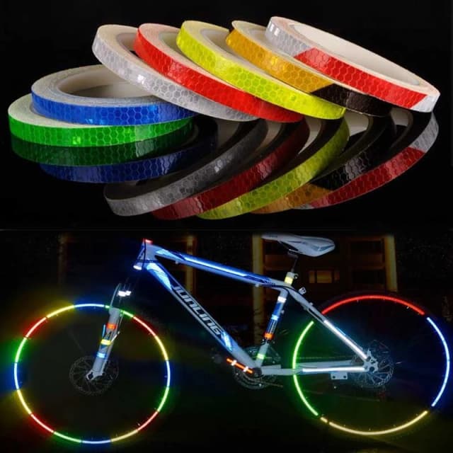 1cm * 8m adesivi per bici nastro riflettente 8 colori MTB ciclismo refettori strisce avvertimento decalcomania di sicurezza per auto casco da bicicletta moto
