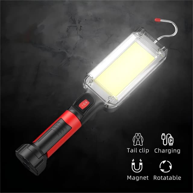 Lampada da lavoro a LED COB Proiettore 8000LM Lampada ricaricabile Uso 2 * 18650 Batteria Led Luce magnetica portatile Gancio Clip Impermeabile