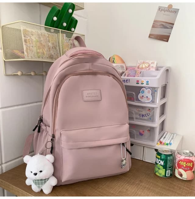 Zaino giapponese per studenti di grande capacità Zaino semplice e versatile per ragazza Materiale in poliestere unisex Decorazione per bambole