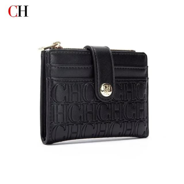 Porta carte di design quadrato retrò classico di marca di lusso Pulsante di moda Fermasoldi pieghevole classico Compatto leggero da donna di lusso