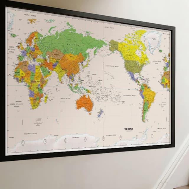 Mappa da parete, poliestere, mappa del mondo senza bandiera nazionale, poster educativo non incorniciato, decorazione da parete, forniture da viaggio/strumento di apprendimento