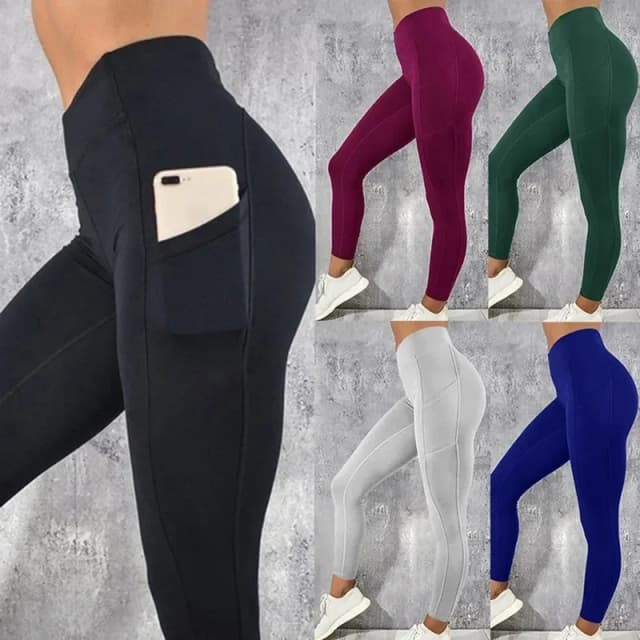 Yoga Fitness Leggings da donna Collant a vita alta con tasca Allenamento in palestra Corsa Pantaloni skinny casual elasticizzati e sexy per il sollevamento del sedere