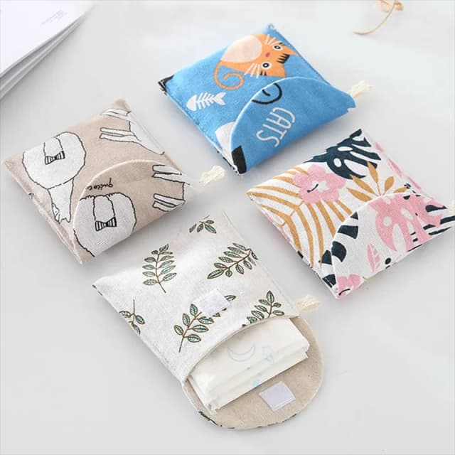 Organizzatore cosmetico portatile da donna Borsa portaoggetti per assorbenti igienici Borsa per assorbenti per carte di monete carine da donna per ragazze Piccola borsa per cosmetici