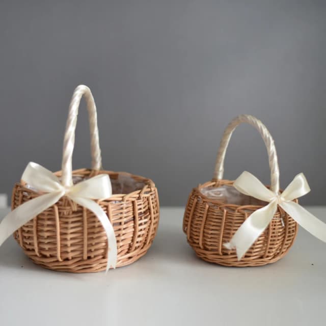 Cestini per fiori intrecciati Cesto portaoggetti in rattan Scaffale portaoggetti fatto a mano Cesto per ragazza di fiori per la decorazione domestica di nozze
